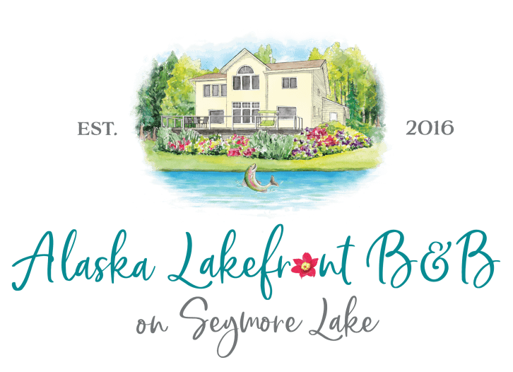 Alaska Lakefront B&B on Seymour Lake brand illustration and logo design by Anchorage Marketing